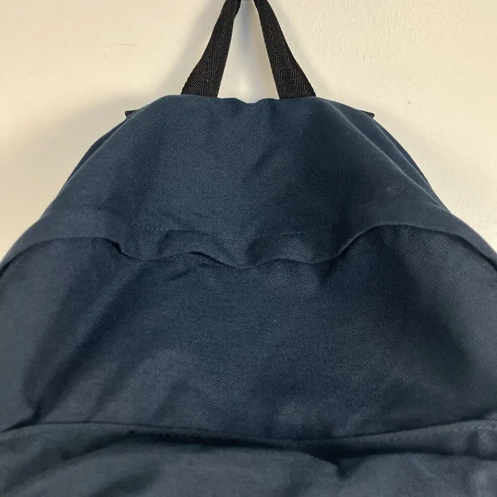 Vintage Eastpak Backpack Cowhide Leather Bottom Padded Straps Blue School Bag
